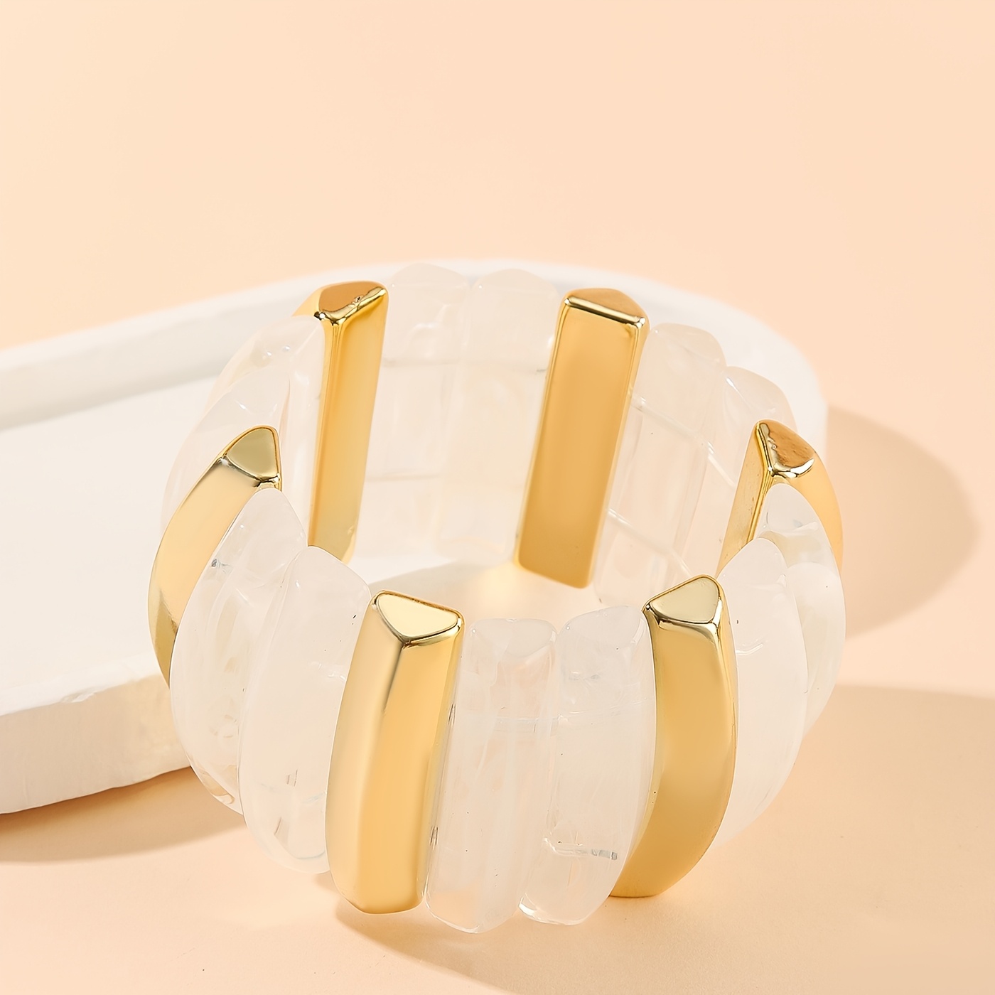 Vintage Tortoiseshell Wide Bangle, Light Luxury Design